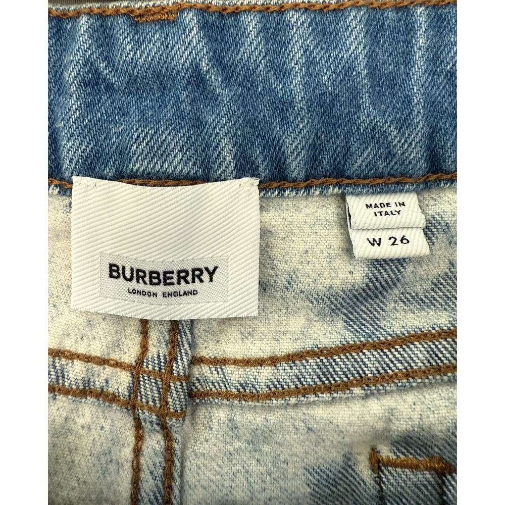 Burberry Denim Jeans Female Size 26 Seamill Monogram Motif Slim Fit Bleached - Picture 2 of 11